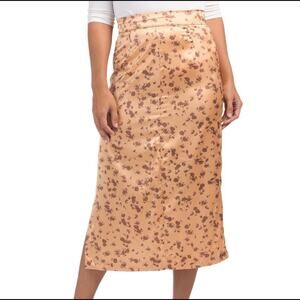 NWT! Zara Satin Floral High Waist Midi Pencil Skirt Size Medium